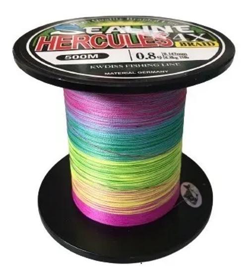 Miniatura Linha De Pesca Hercules Multifilamento 500M 4Fios Multicolor