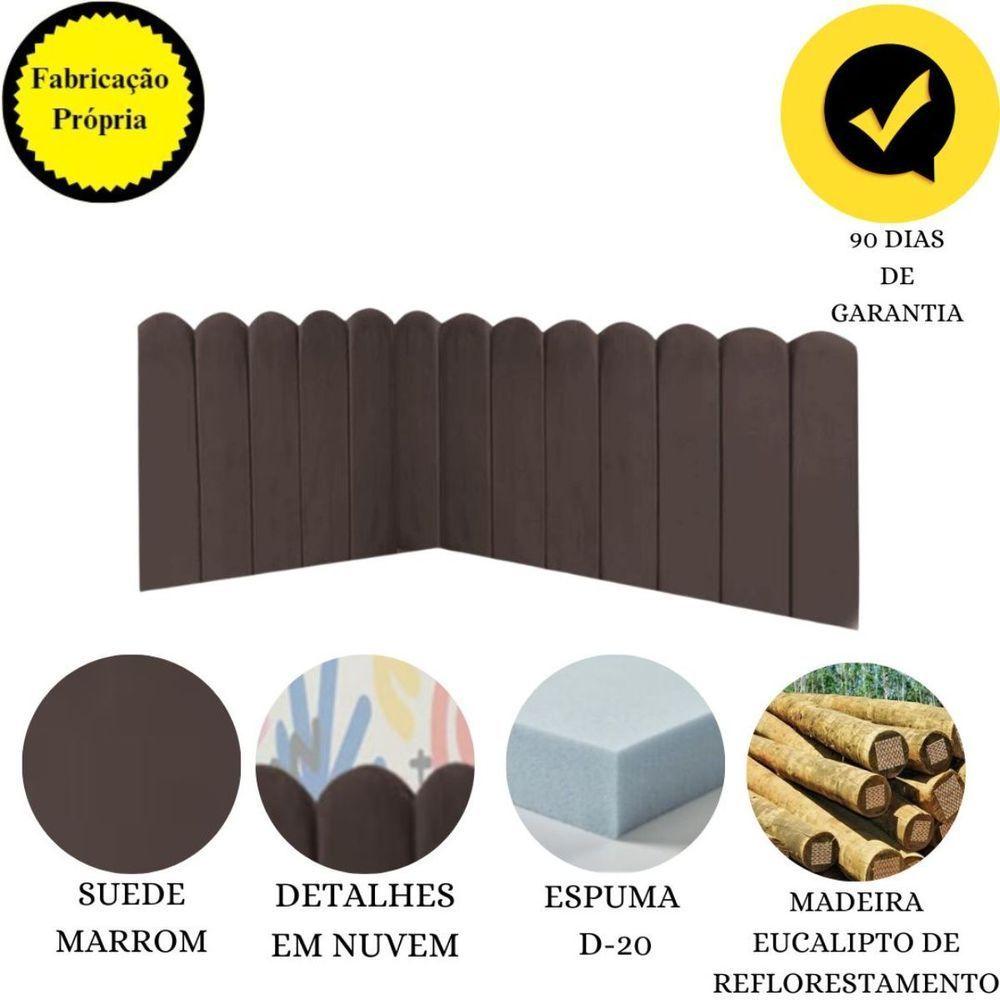 Miniatura Cabeceira Painel Cama Queen Box Nuvem Suede Sandy 160 Cm Cor:marrom
