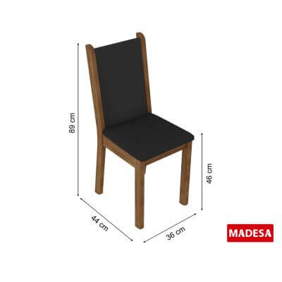 Miniatura Conjunto Sala de Jantar Moscou Plus Madesa Mesa Tampo de Vidro com 4 Cadeiras Rustic/Preto Cor:Rustic/Preto