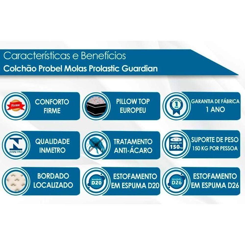 Miniatura Cama Box Queen: Colchão Molas Probel Prolastic Guardian+ Base Crc Suede Clean(158X198)