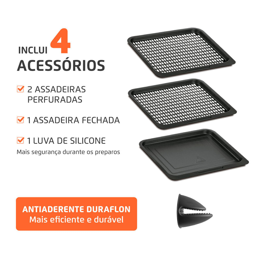 Miniatura Fritadeira Air Fryer Forno Oven 12L Mondial Vermelho/Inox 2000W - AFON-12L-RI 127V