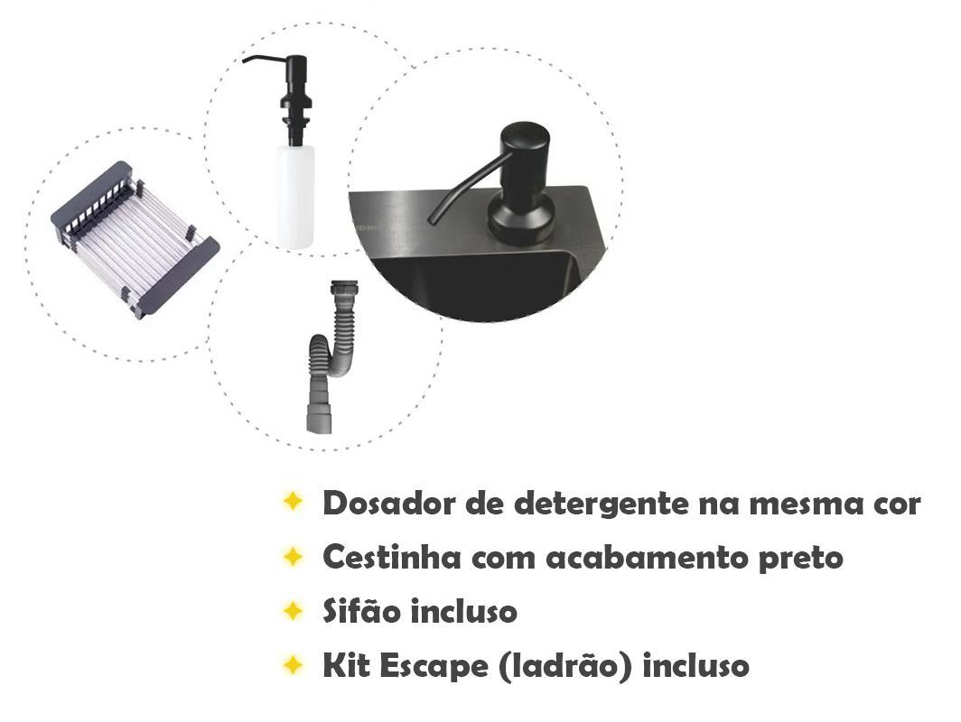 Miniatura Cuba De Inox Gourmet Preta Quadrada Cozinha Com Acessórios