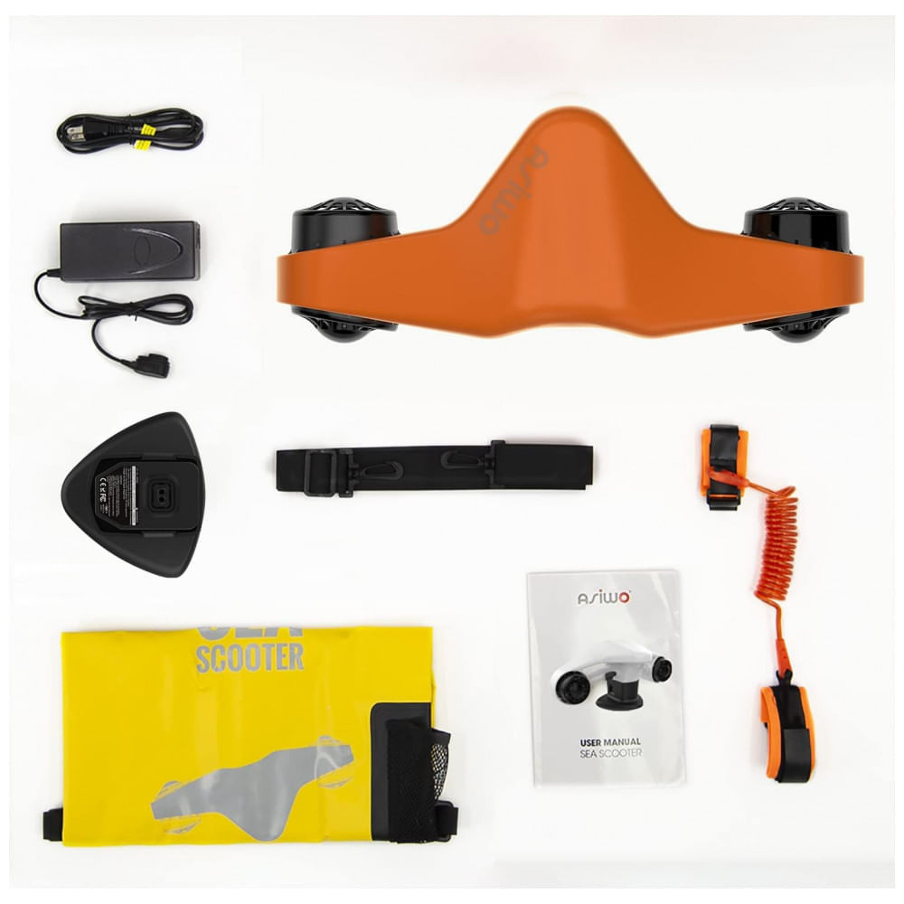 Miniatura PRO Scooter de Propulsor Aquático Mergulhe de até 40 Metros com Suporte para Câmera, ASIWO, Branco 110v