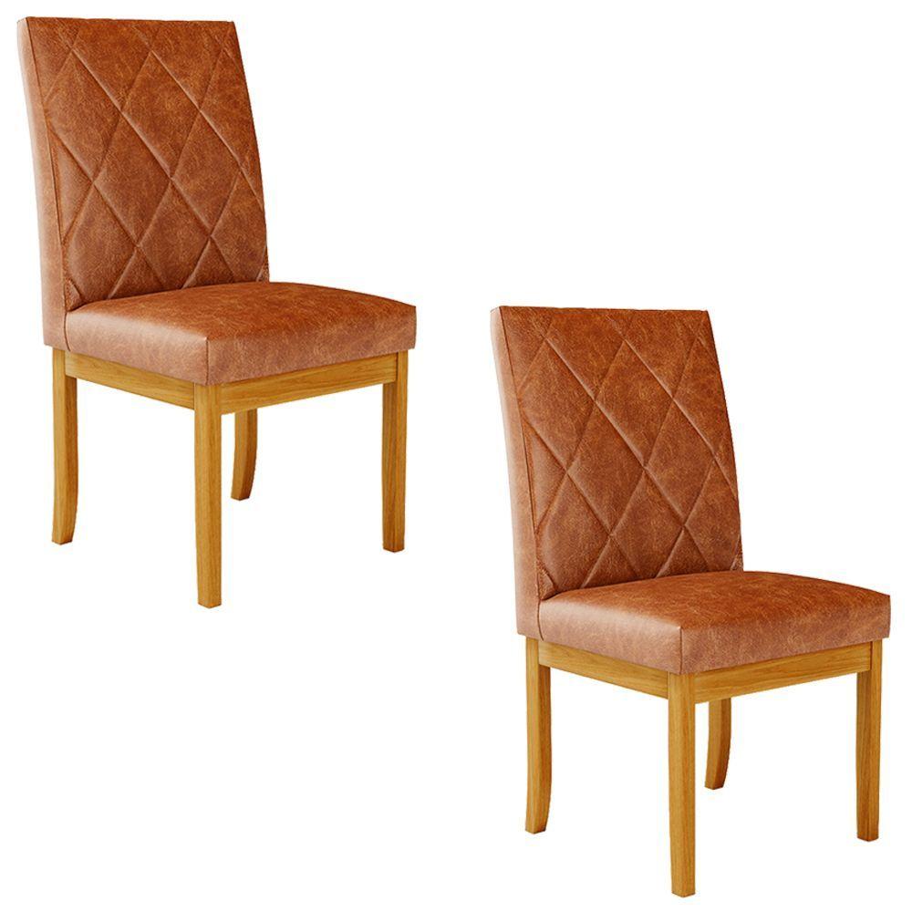 Miniatura Kit 2 Cadeiras De Sala De Jantar Estofadas Gomes Madeira Maciça Pu Marrom G78