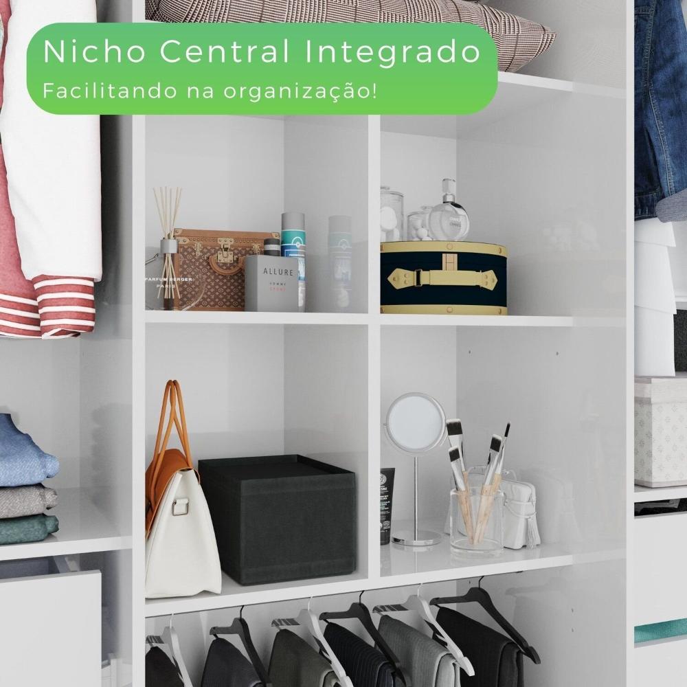 Miniatura Guarda-Roupa Casal 6 Portas 4 Gavetas com Espelho 100% MDF Atlanta Branco Neve