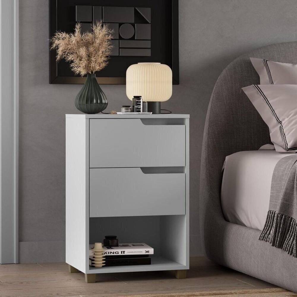 Miniatura Quarto Casal com Guarda-Roupa 2 Portas de Correr, 1 Cômoda e 2 Mesas de Cabeceira Malthus Branco