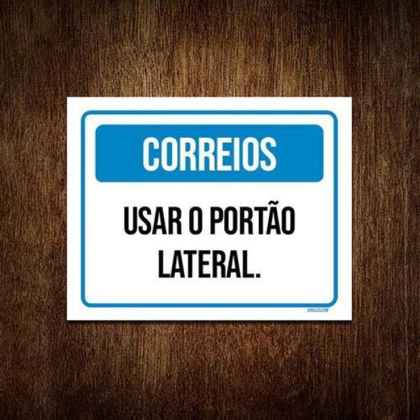 Miniatura Kit 10 Placa Sinalização - Correios Usar Portão Lateral