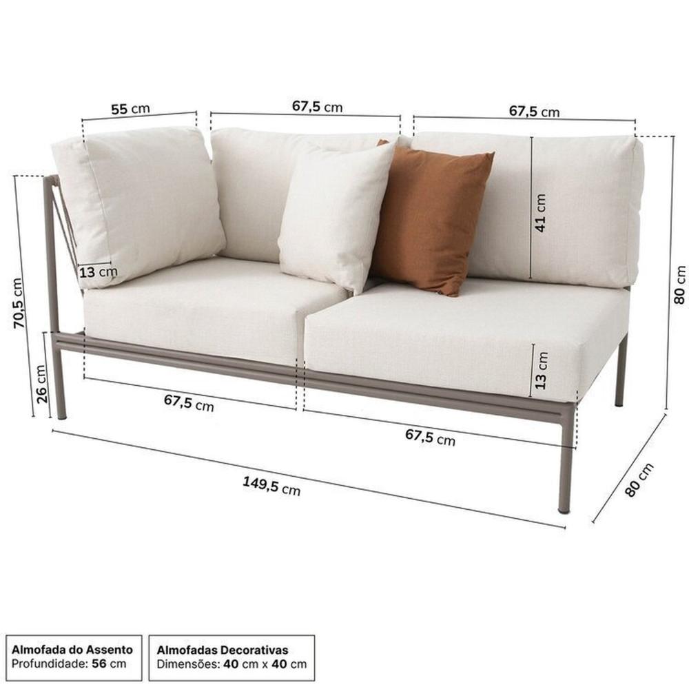 Miniatura Conjunto Jardim e Varanda 1 Chaise Direita 1 Chaise Esquerda 1 Puff Cabecasa madeiramadeira Champanhe/Quaker areia