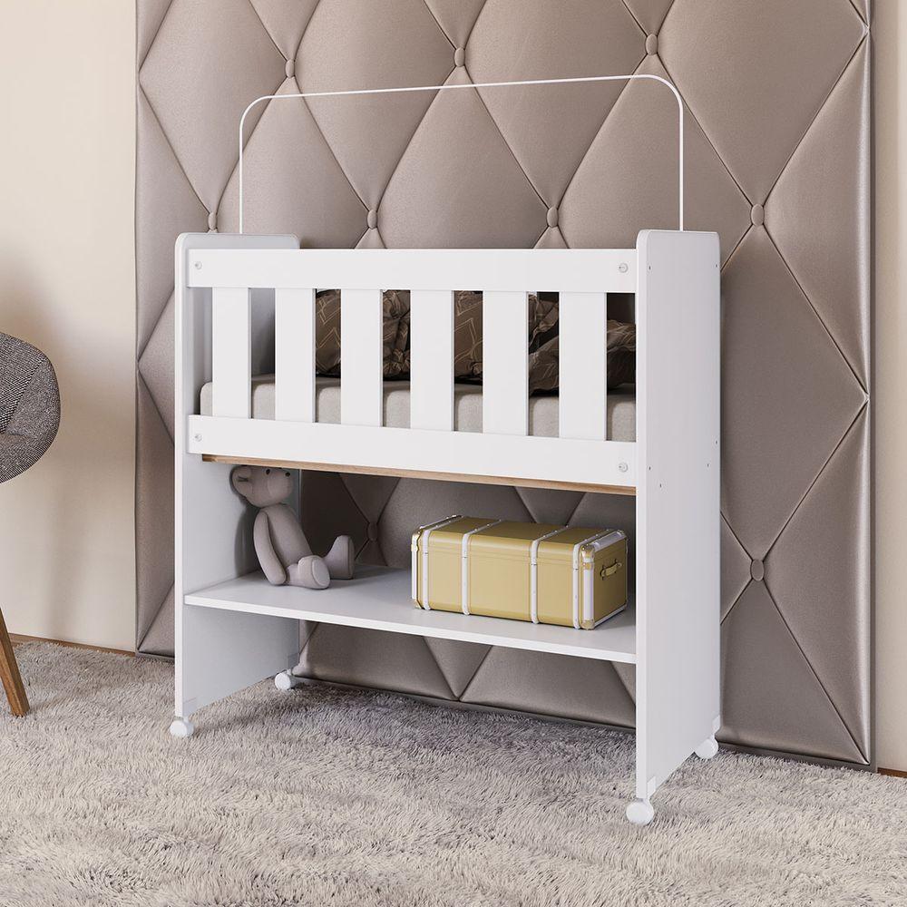 Miniatura Mini Berço Moisés Com Suporte Mosquiteiro 1 Nicho Branco