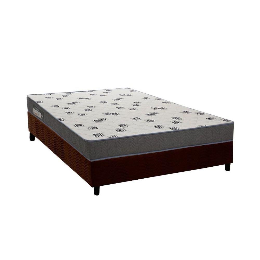 Miniatura Cama Box Viúva: Colchão Espuma D33 Ortobom Light Saúde + Base Crc Suede Brown (128x188)