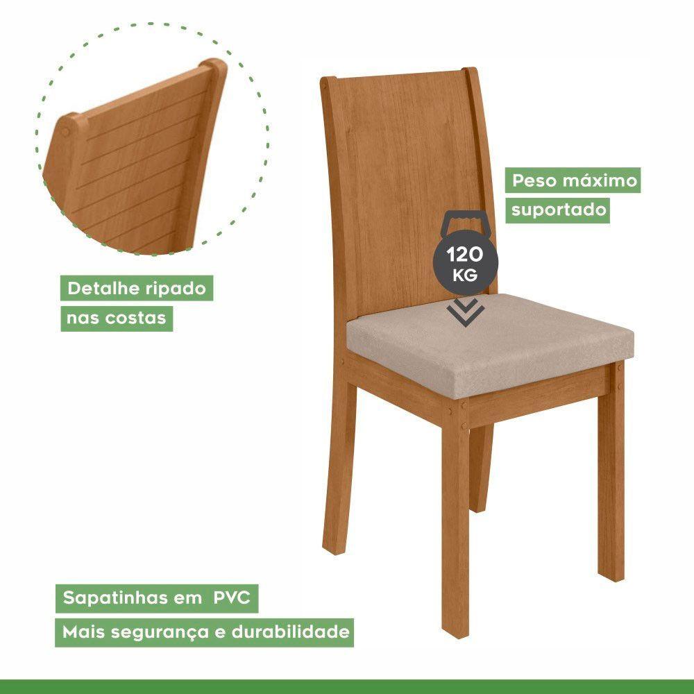 Miniatura Conjunto 2 Cadeiras Estrutura Mdf/mdp Athenas Móveis Lopas Amêndoa /veludo Creme