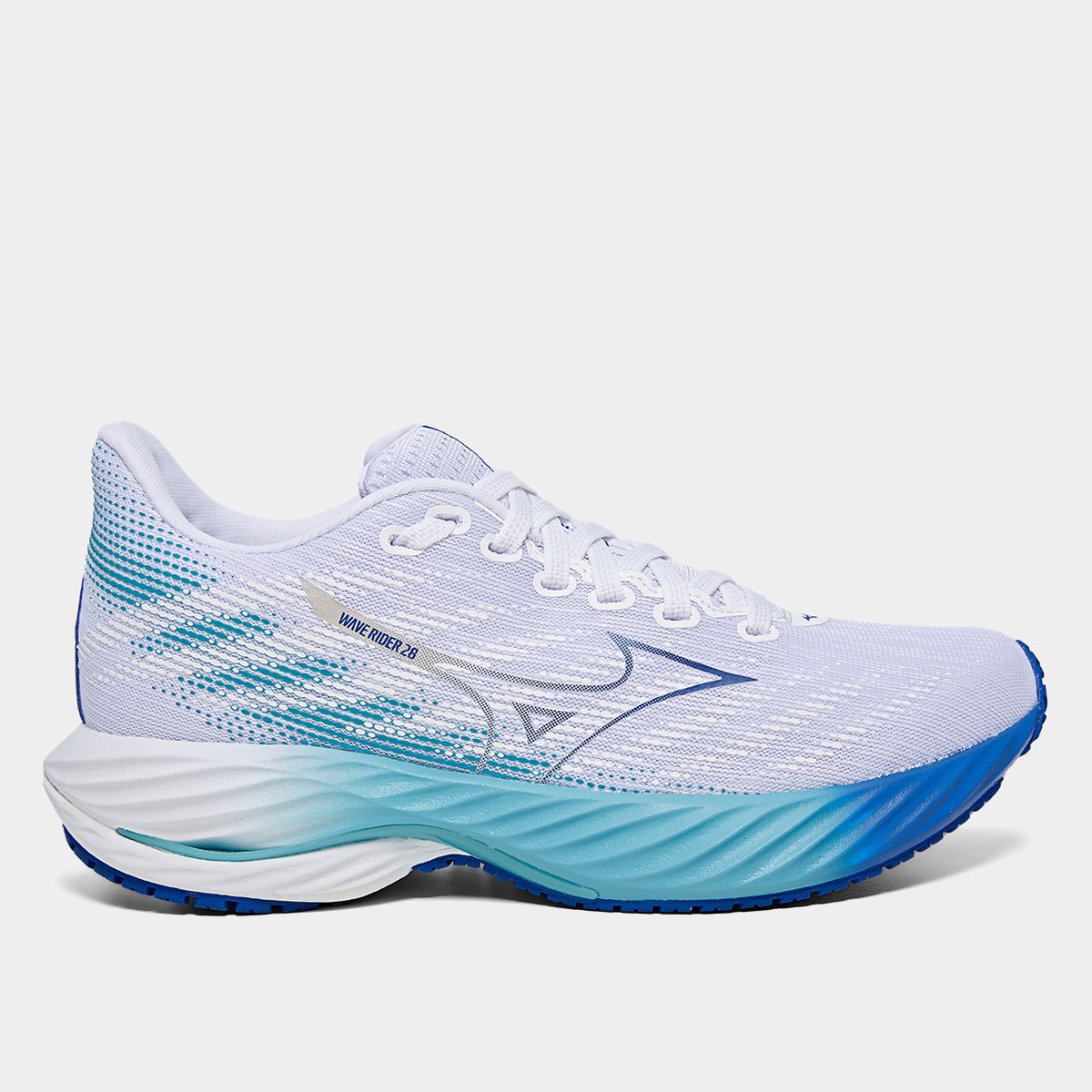 Miniatura Tênis Mizuno Wave Rider 28 Feminino Branco+Azul - 34