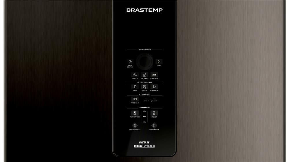 Miniatura Geladeira Brastemp Frost Free Inverse A+++ 461 litros cor Black Inox com tecnologia Inverter e Freeze Control Advanced - BRE59FE 110V