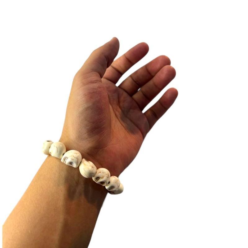 Miniatura Pulseira Resina Caveira Crânio Cor Marfin 8 Mm
