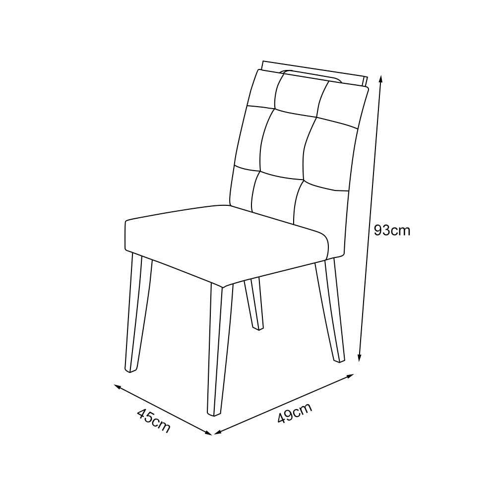 Miniatura Kit 2 Cadeiras Jantar Agatá Estofadas Veludo Cinza Com Alça Madeira Maciça Mel