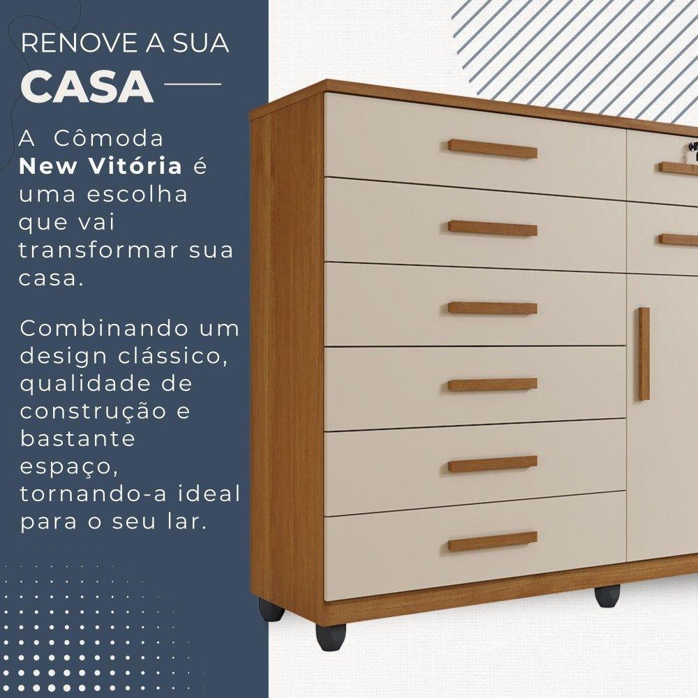 Miniatura Cômoda New Vitória 1 Porta 8 Gavetas Em Mdp Com Chave Benetil Móveis Cinamomo Com Off White