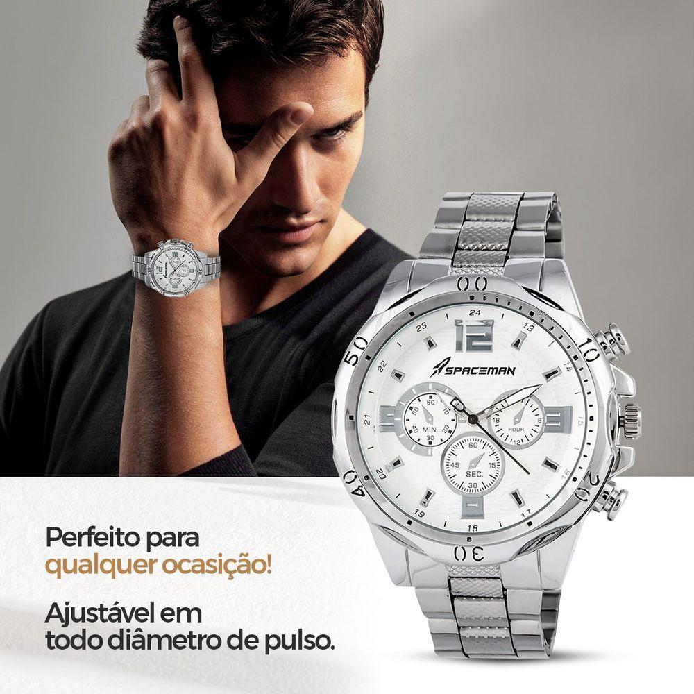 Miniatura Relogio Masculino Prata Aço Inox + Pulseira + Caixa Ponteiro Presente Qualidade Premium Social