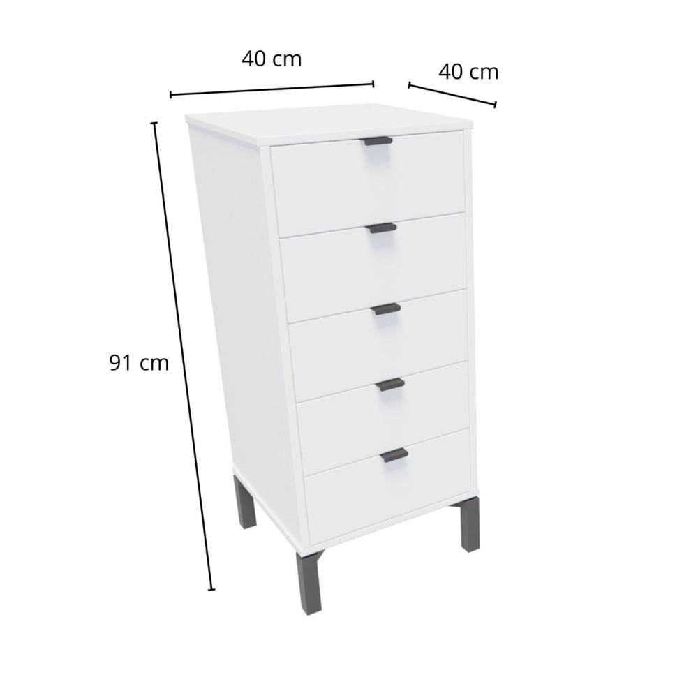 Miniatura Cômoda Falkk Queens 5 Gavetas 40cm Branco