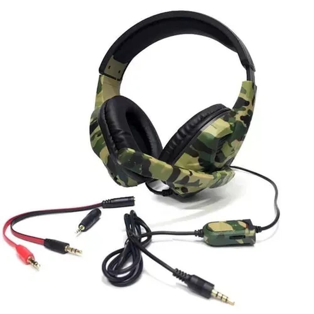 Miniatura Fone De Ouvido Headphone Gamer Camuflado