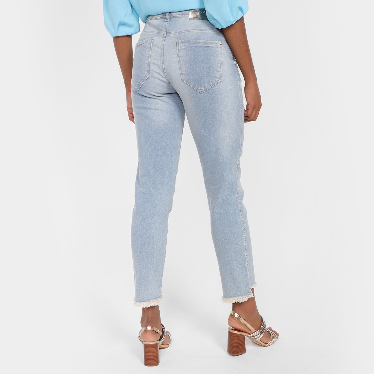 Miniatura Calça Jeans Morena Rosa Giane Cigarrete Feminina Azul Claro - 36
