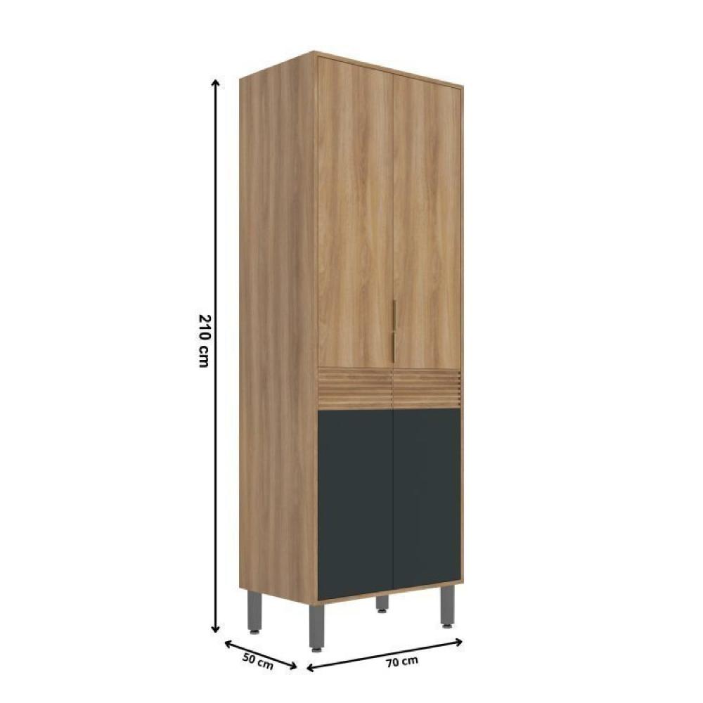 Conjunto de Cozinha Modulada 4 Peças 11 Portas 1 Gaveta Thalita Moveis Sul Nogal Manchester/Preto