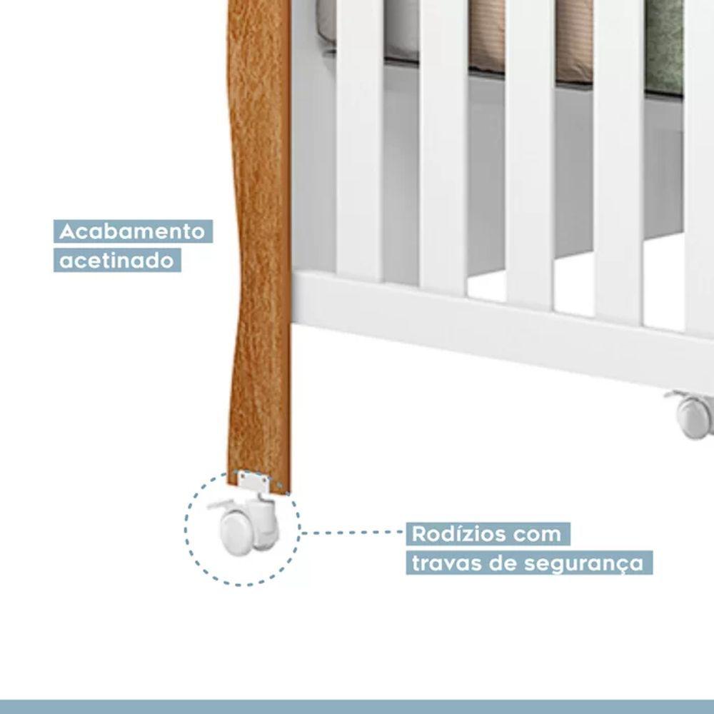 Berço Minicama Soninho C/ Colchão - Tigus Baby Cor: Branco/madeirado