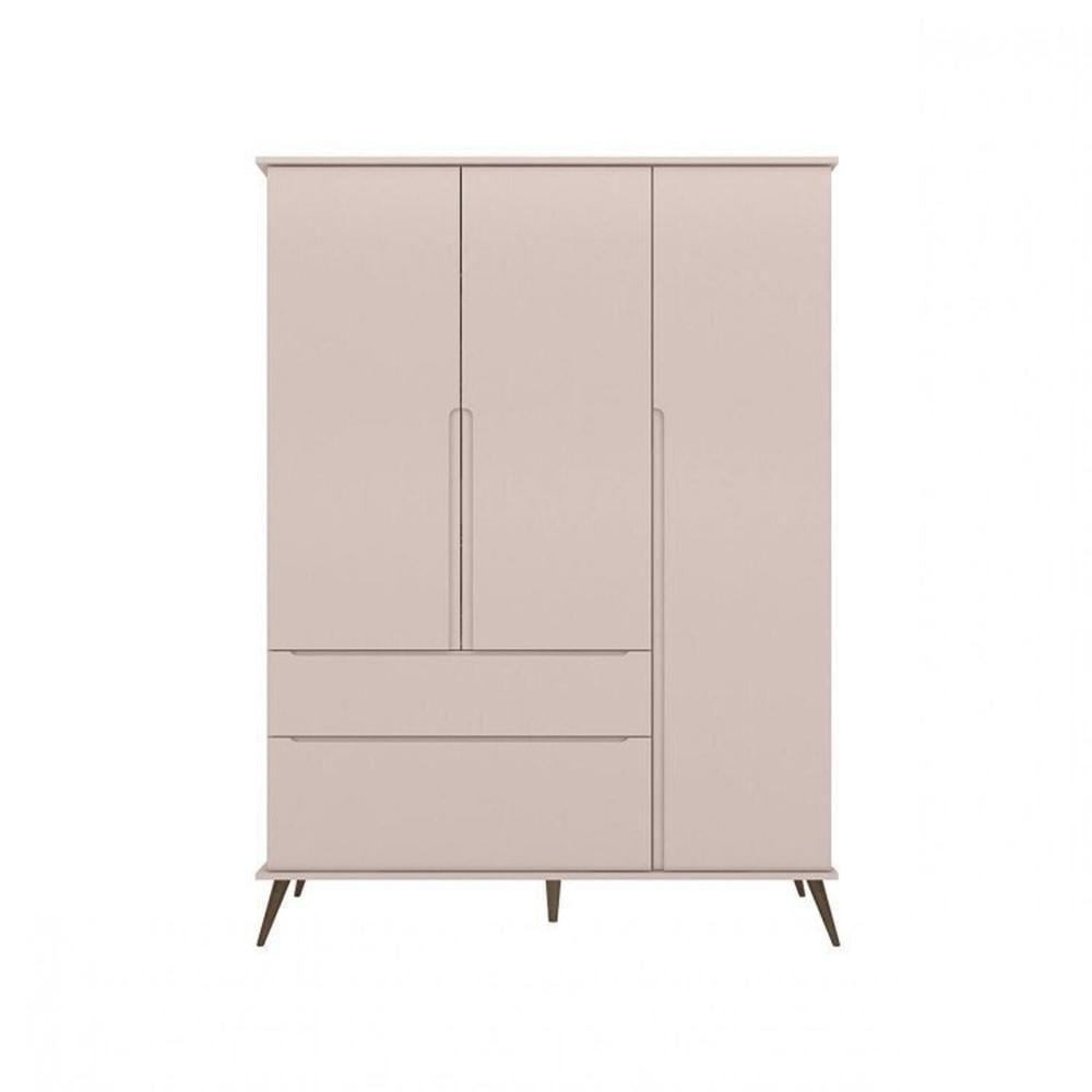 Miniatura Conjunto Quarto Infantil com Guarda-roupa 3 Portas e Cômoda com Sapateira Melinda 100% Mdf Rosa