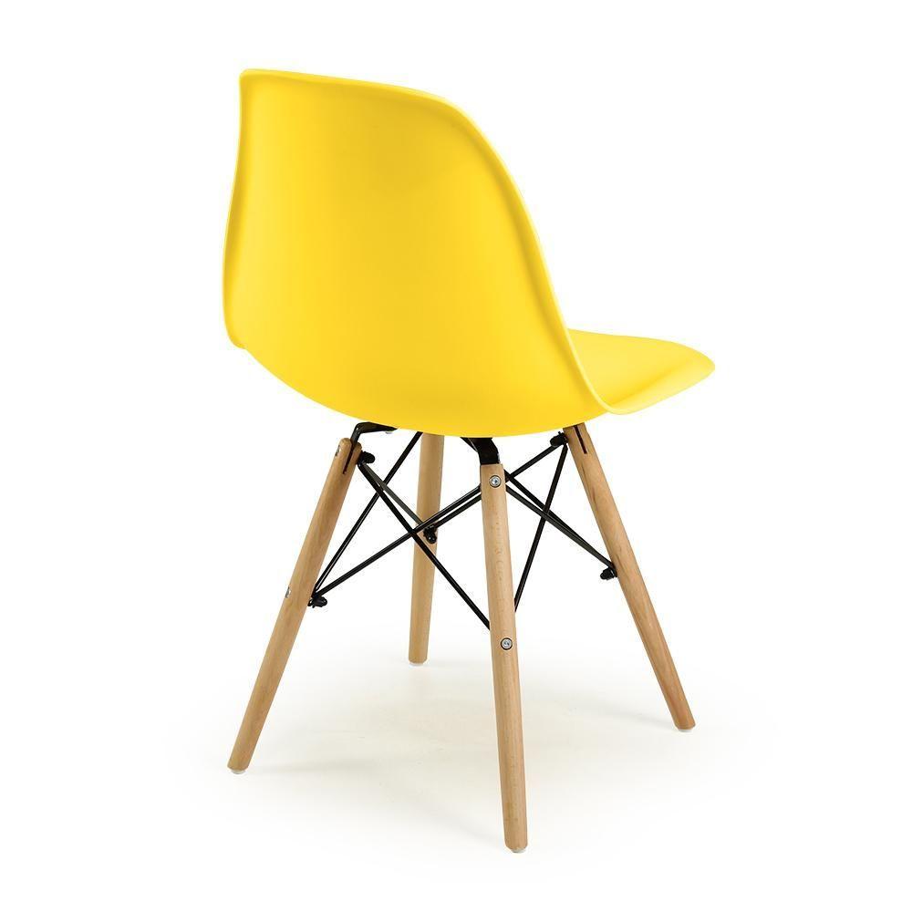 Miniatura Conjunto Mesa De Jantar Redonda Luana Amadeirada Preta 100cm Com 4 Cadeiras Eames Eiffel - Amarelo