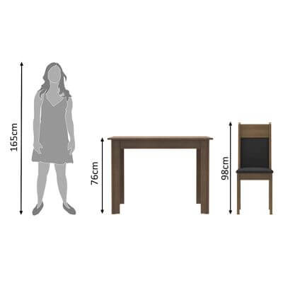 Miniatura Conjunto Sala de Jantar Madesa Lola Mesa Tampo de Madeira com 2 Cadeiras Rustic/Preto/Sintético Preto Cor:Rustic/Preto/Sintético Preto