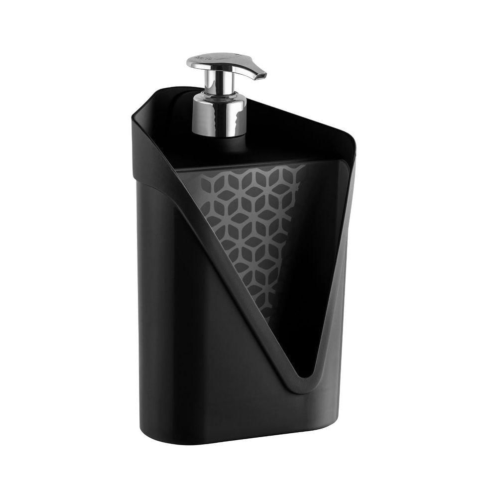 Miniatura Dispenser Porta Detergente Esponja Cozinha Pia 500ml Preto