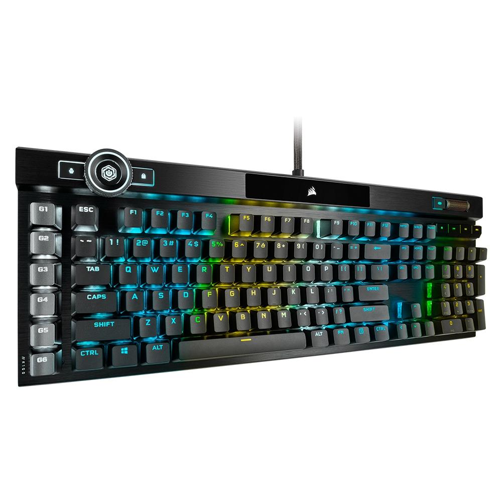 Miniatura Teclado Óptico-Mecânico Gamer Corsair K100 RGB, Switch OPX,  US - CH-912A01A-NA