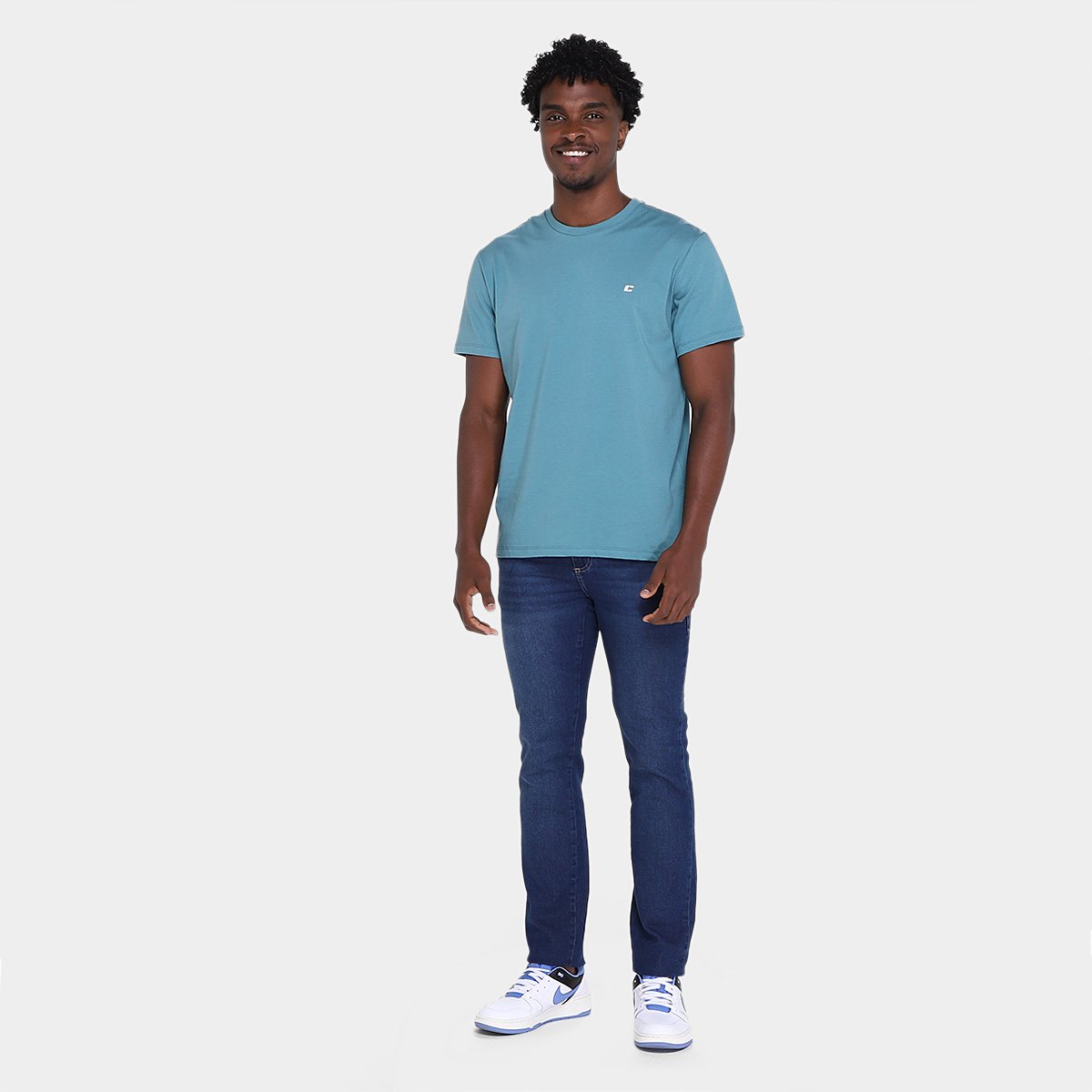Miniatura Camiseta Colcci Casual Masculina Azul Claro - G