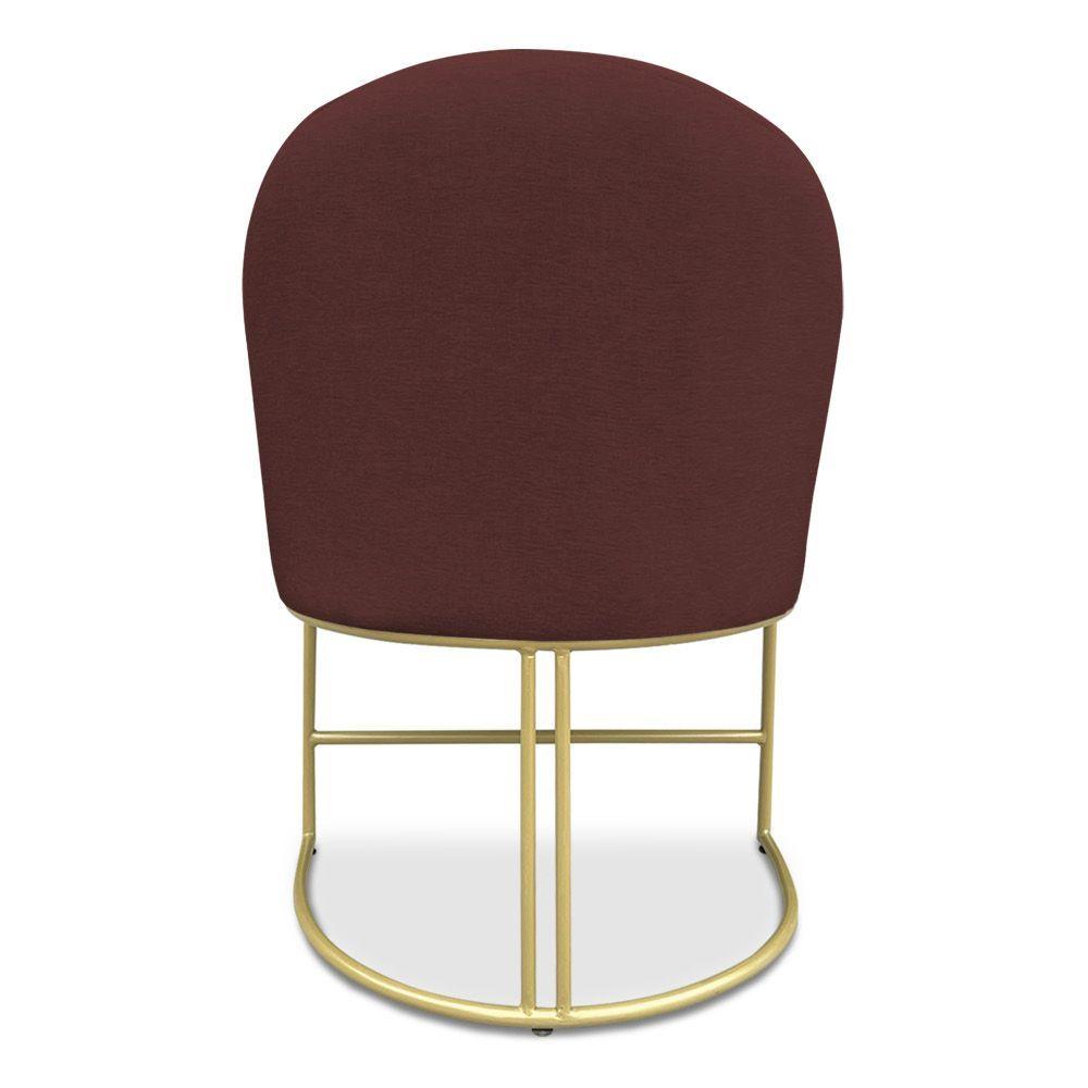 Miniatura Cadeira Poltrona De Jantar Bela Suede Base Metálica Industrial Dourado Pallazio Marsala