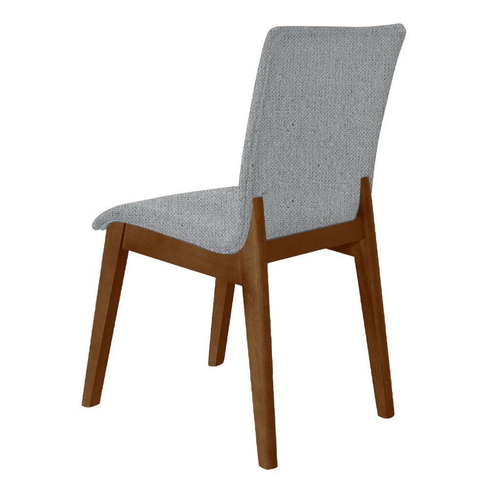 Miniatura Kit 2 Cadeiras De Jantar Diamante Estofadas Em Linho Cinza Base Madeira Maciça Imbuia Cinza