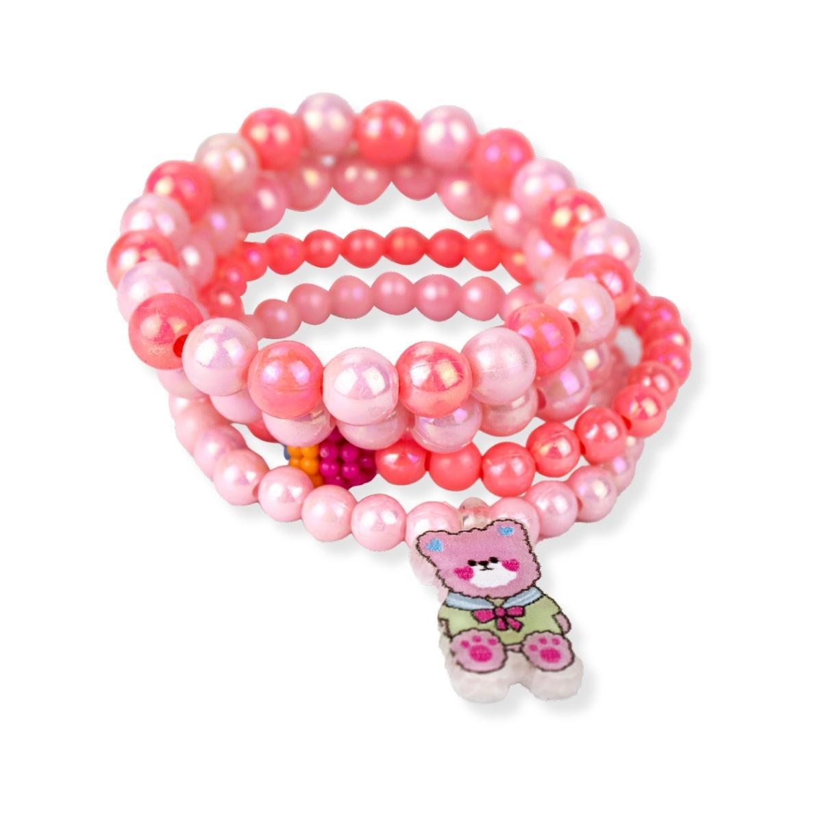Miniatura Kit 4 Pulseiras Infantil Pingente Miçanga Colorida Menina