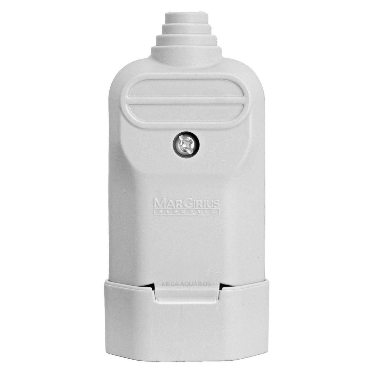 Miniatura 4 Tomada Plug Fêmea Prensa Cabo 3 Pinos Finos 10A Branca
