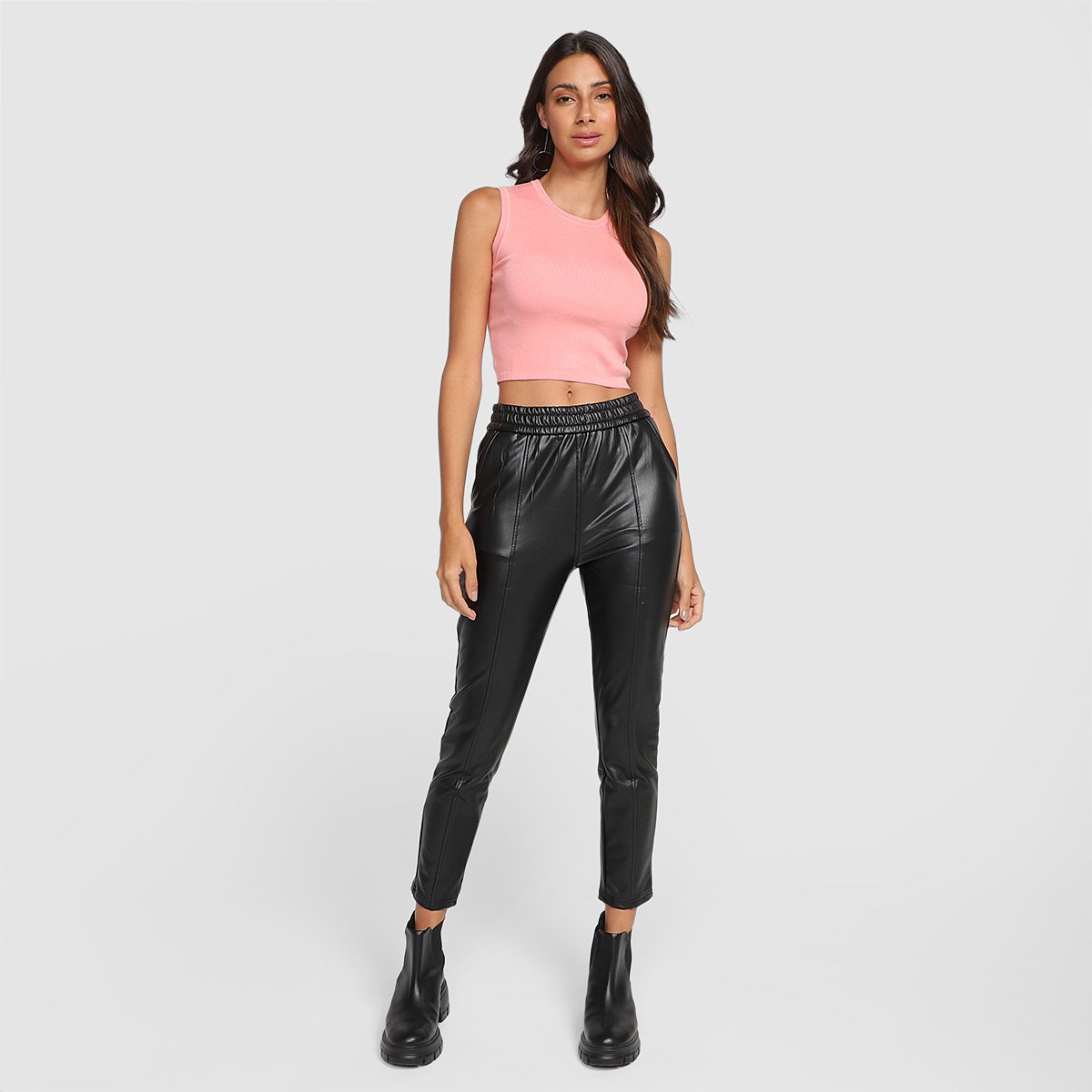 Miniatura Regata Cropped Hering Casual Feminina Rosa - G