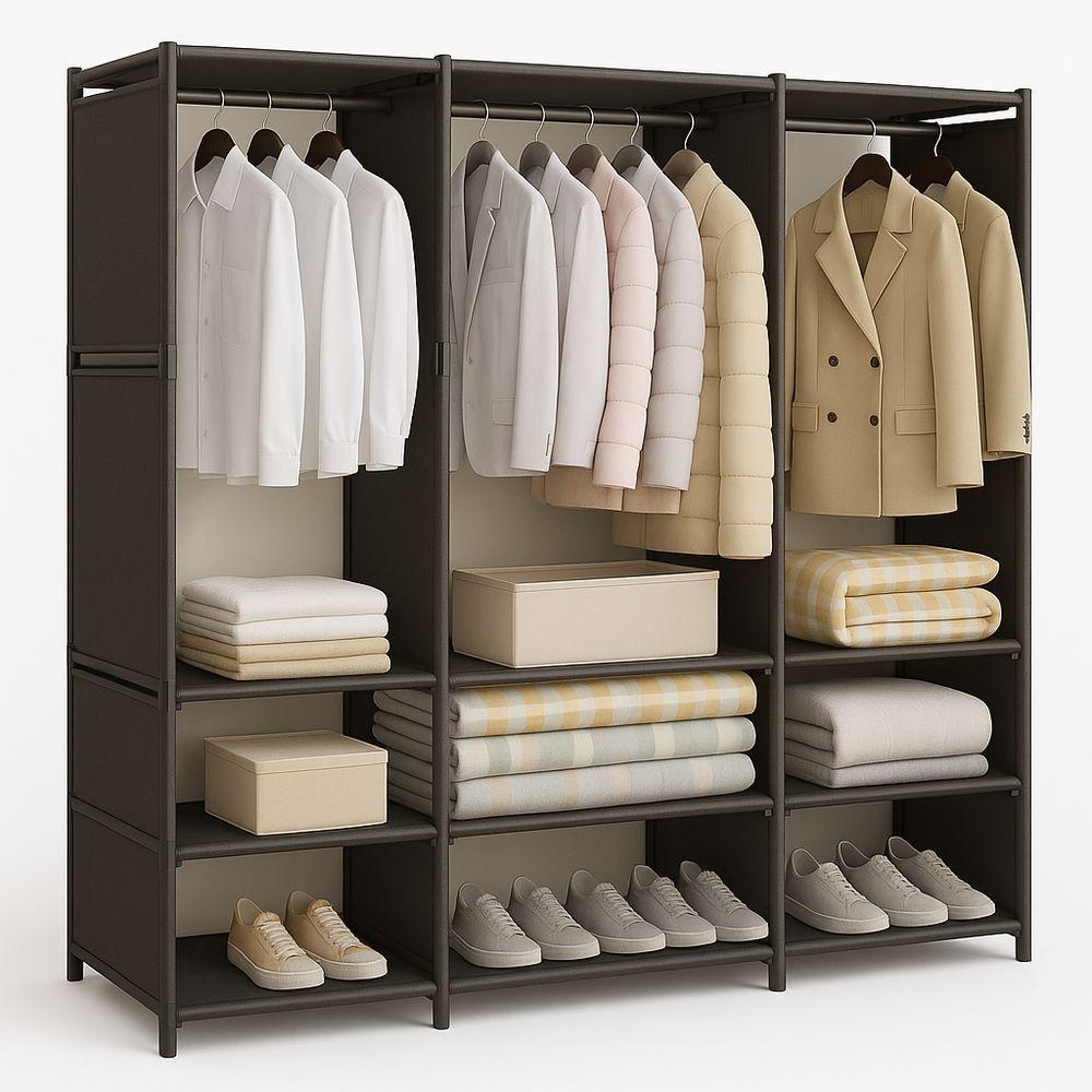 Miniatura Guarda-roupa Organizador Aberto Com 3 Seções E Prateleiras Closet Moderno