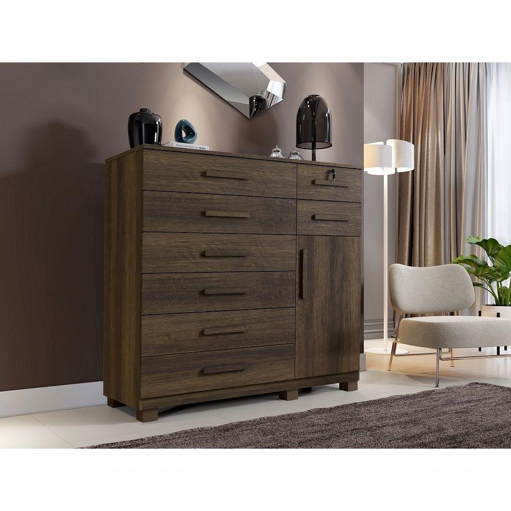 Miniatura Cômoda New Vitoria Com Porta E 8 Gavetas Benetil Imbuia