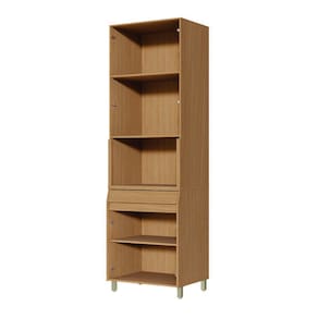 Miniatura Paneleiro Nesher Simone Mendes em MDF 15mm com 4 Portas, 1 Gaveta e 3 Prateleiras - 70cm de largura - Carvalho/Greige