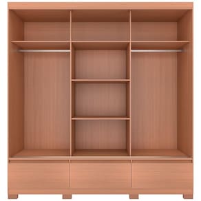 Miniatura Guarda-Roupa Bartira Monza com 3 Portas de Correr e 3 Gavetas - 199,8cm de largura Avelã e Capuccino