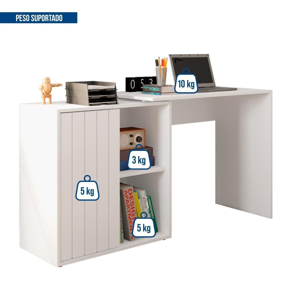 Miniatura Escrivaninha para Escritório com 1 Porta Ripada Start Branco Fosco