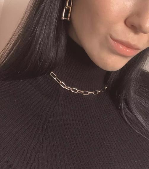 Colar Dourado Corrente Fina Entrelaçada