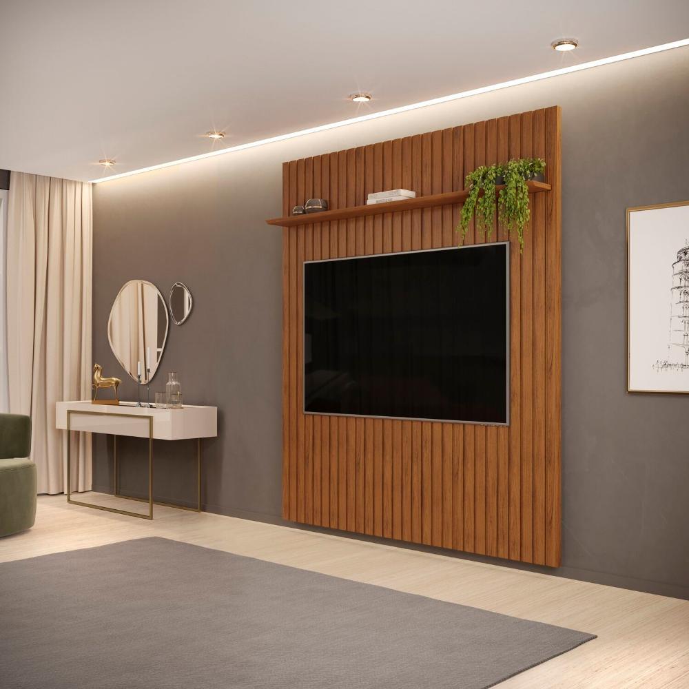 Miniatura Painel Ripado Trento 183x2,40cm em Mdf Freijó