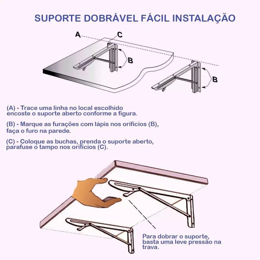 Mesa Dobrável Bancada De Estudos Suspensa Em 80X40X1,5 Cm