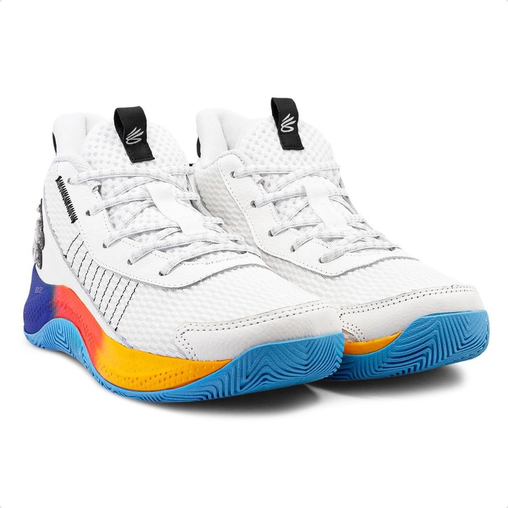 Miniatura Tênis Under Armour Curry 3Z7 Basquete Masculino Branco / Azul - 39