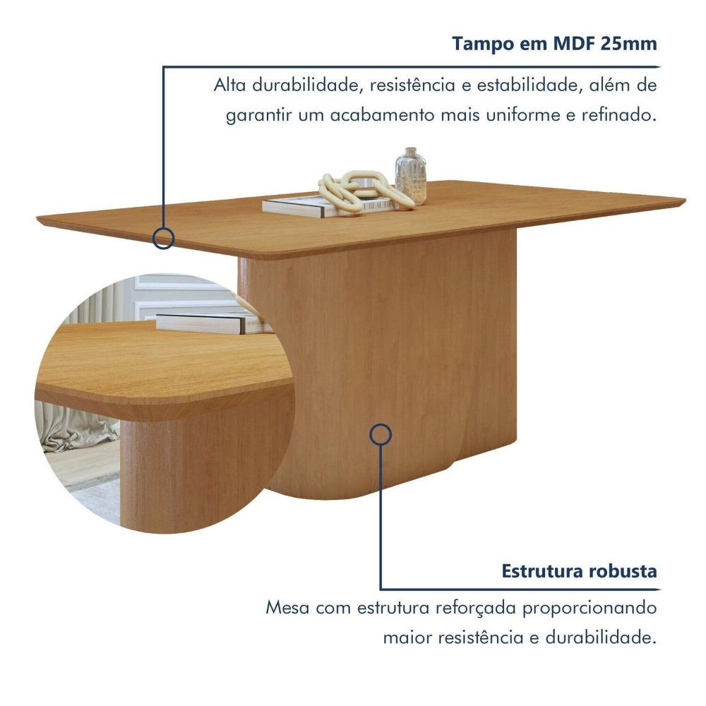 Conjunto Luar 170 Tampo no Glass com 6 Cadeiras Apogeu Amêndoa Clean/Bege