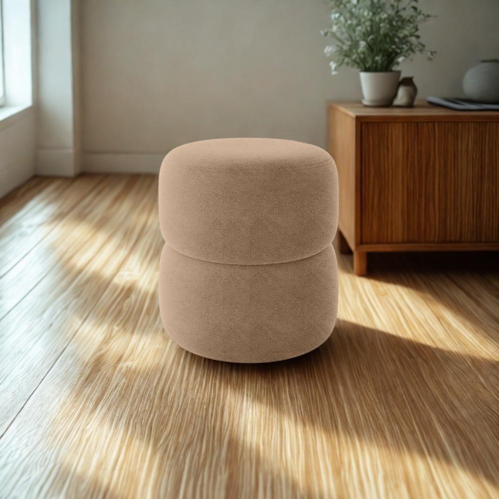 Miniatura Puff Redondo Decorativo 49x43 Cm Paris Boucle Bege Milani Store Bege