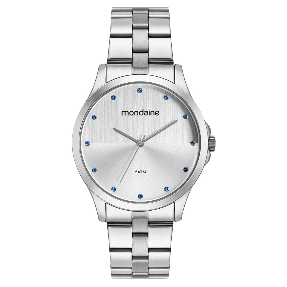 Miniatura Kit Relógio Feminino Prata com Colar De Cristal