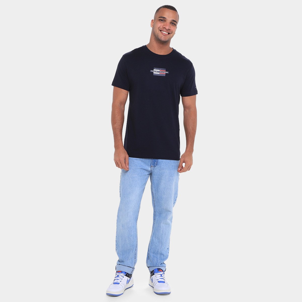Miniatura Camiseta Tommy Hilfiger Flag Box Masculina Marinho - G